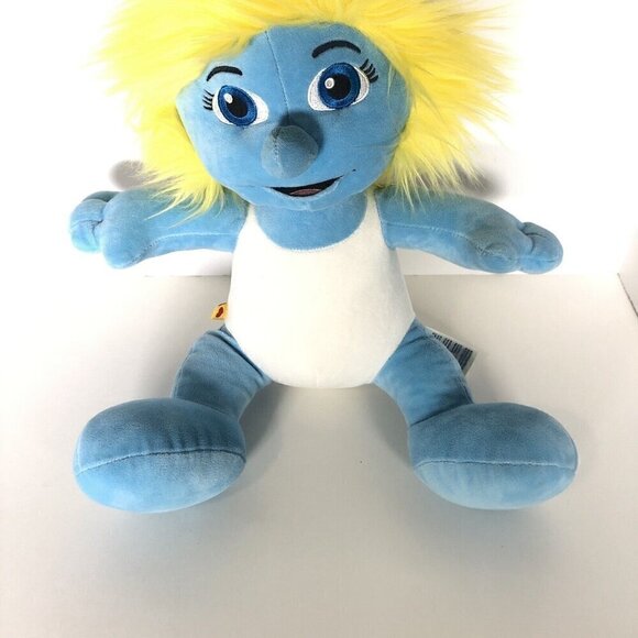 Build A Bear Smurfette Smurf Girl Plush Toy Stuffed Animal Blue White 18" Tall - Picture 3 of 7